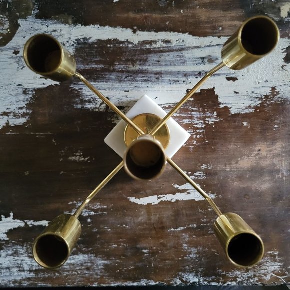 Zodax Mannara Five Tier Brass and Marble Taper Candle Holder (1 of 2) - Picture 3 of 7